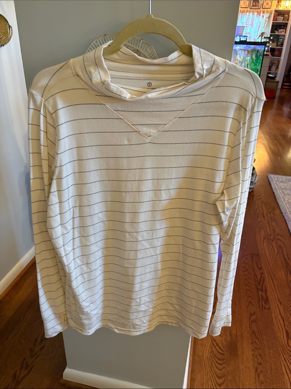 Talbots Cream and silver Striped Long-Sleeve Top